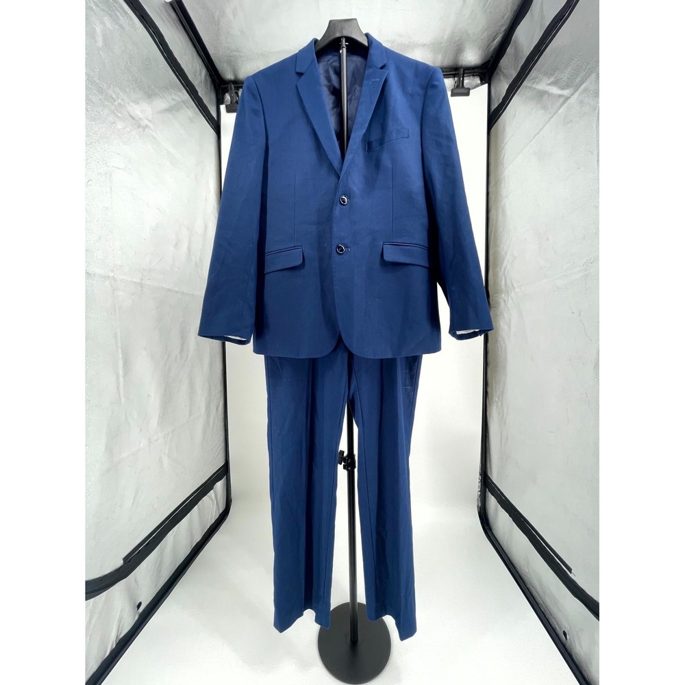 Alain Dupetit 2-Piece Suit Set Mens 40R/34W Royal Blue Tetron Slim Notch Lapel